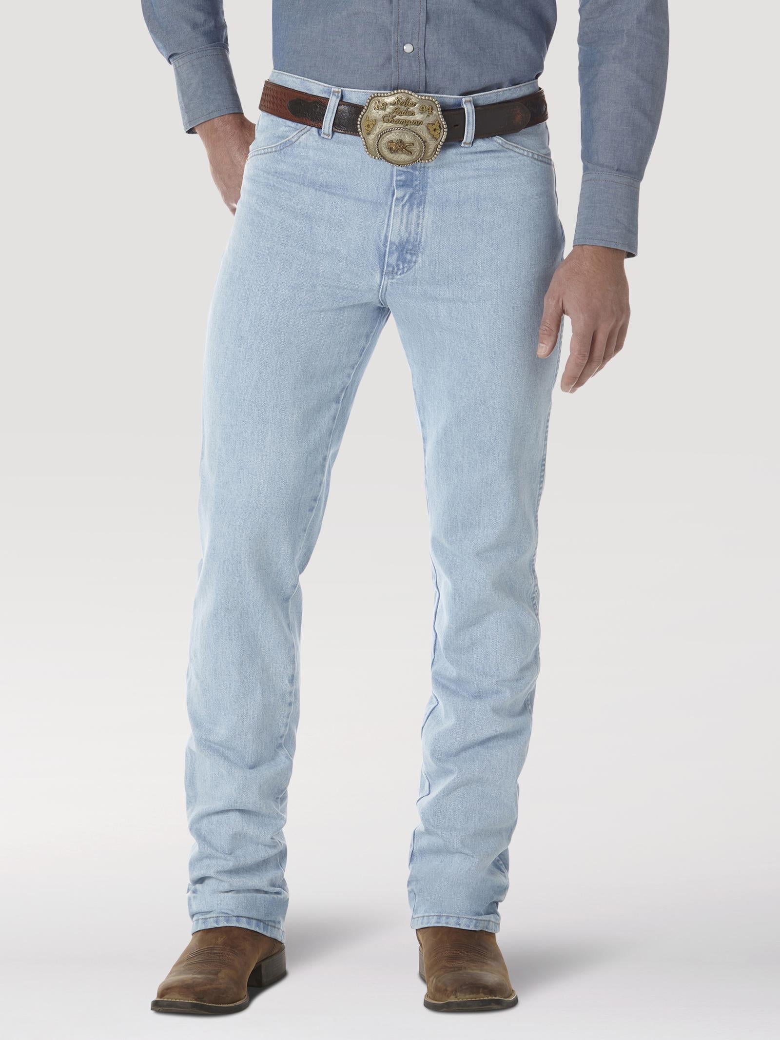 Wrangler 936GBH Men's Cowboy Cut Slim Fit Jeans  Bleach Wash, Cotton Heavyweight Denim, Boot Fit