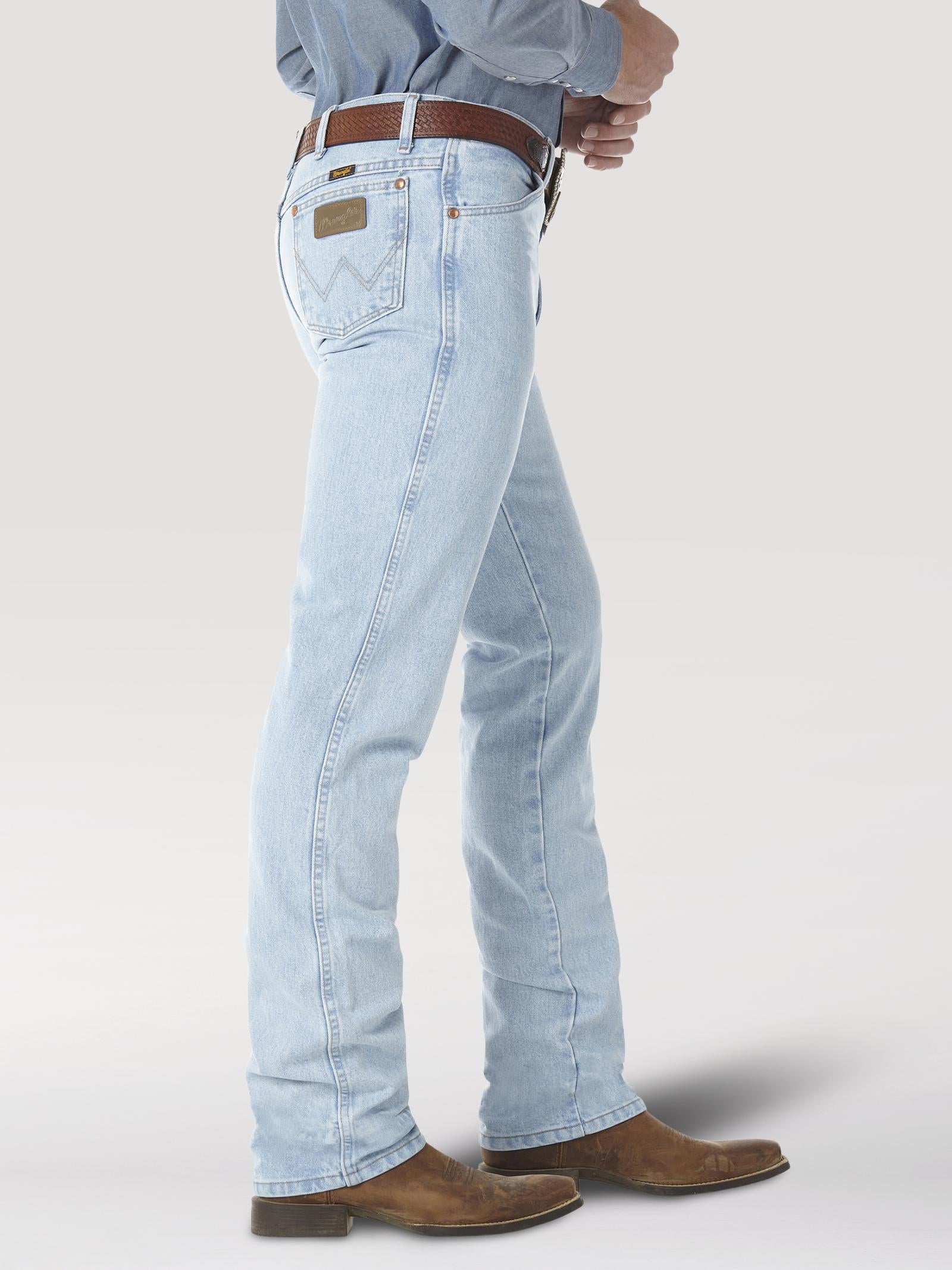 Wrangler 936GBH Men's Cowboy Cut Slim Fit Jeans  Bleach Wash, Cotton Heavyweight Denim, Boot Fit