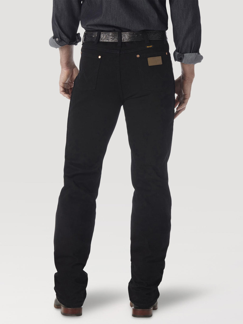 Wrangler 936WBK Men's Black Cowboy Cut Slim Fit Jeans  Original Rise, Tapered, Cotton Denim