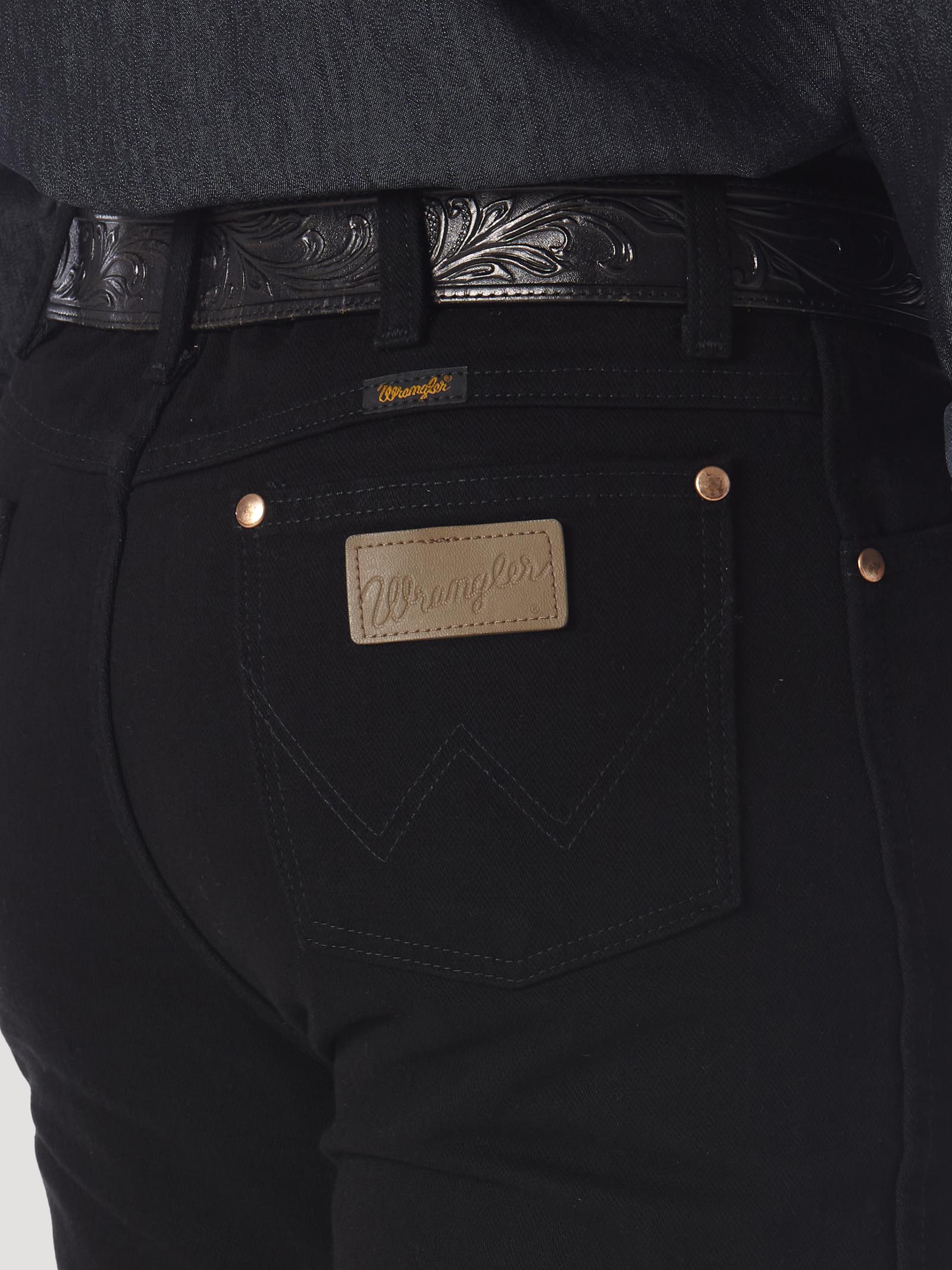 Wrangler 936WBK Men's Black Cowboy Cut Slim Fit Jeans  Original Rise, Tapered, Cotton Denim