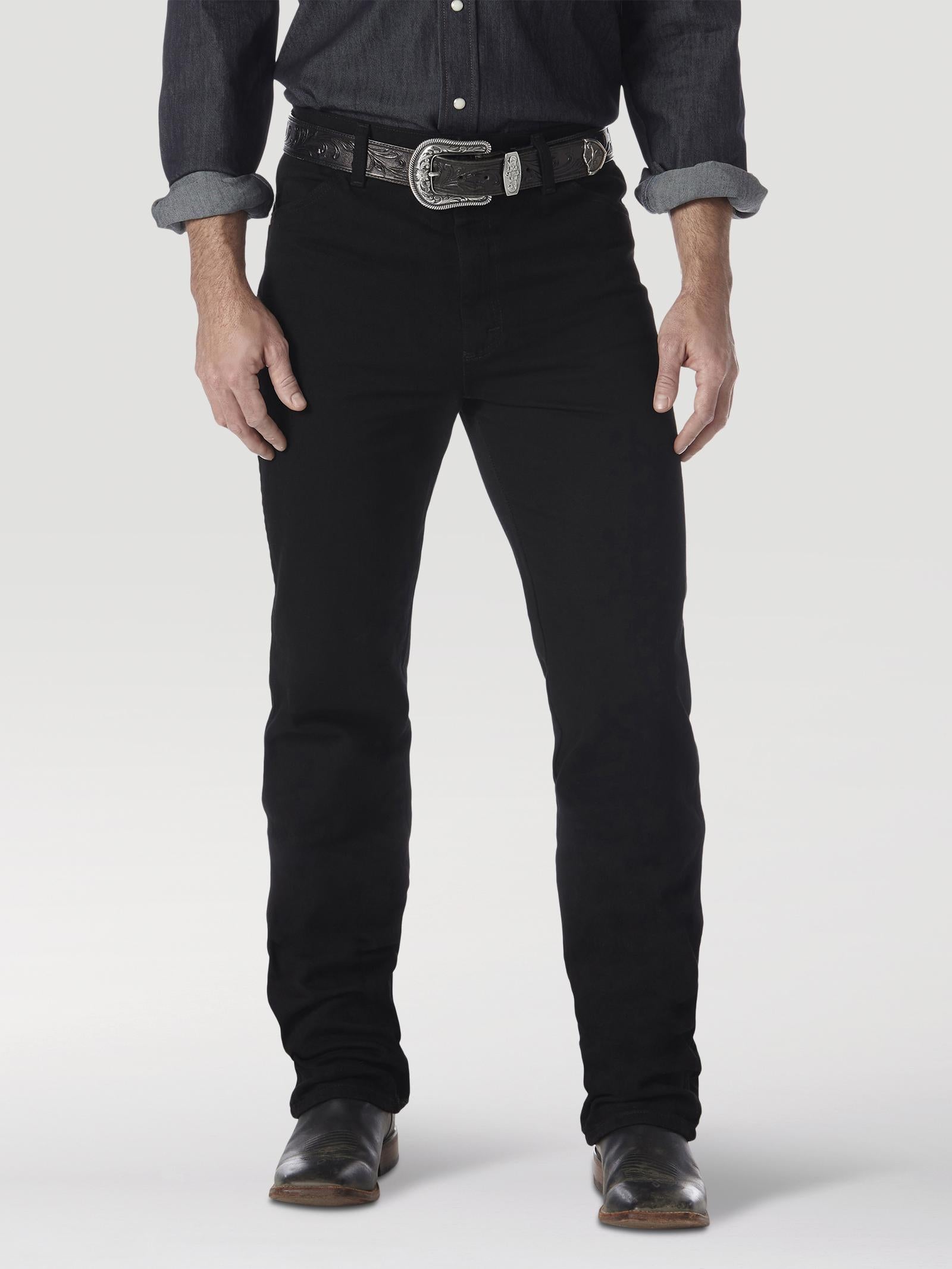 Wrangler 936WBK Men's Black Cowboy Cut Slim Fit Jeans  Original Rise, Tapered, Cotton Denim