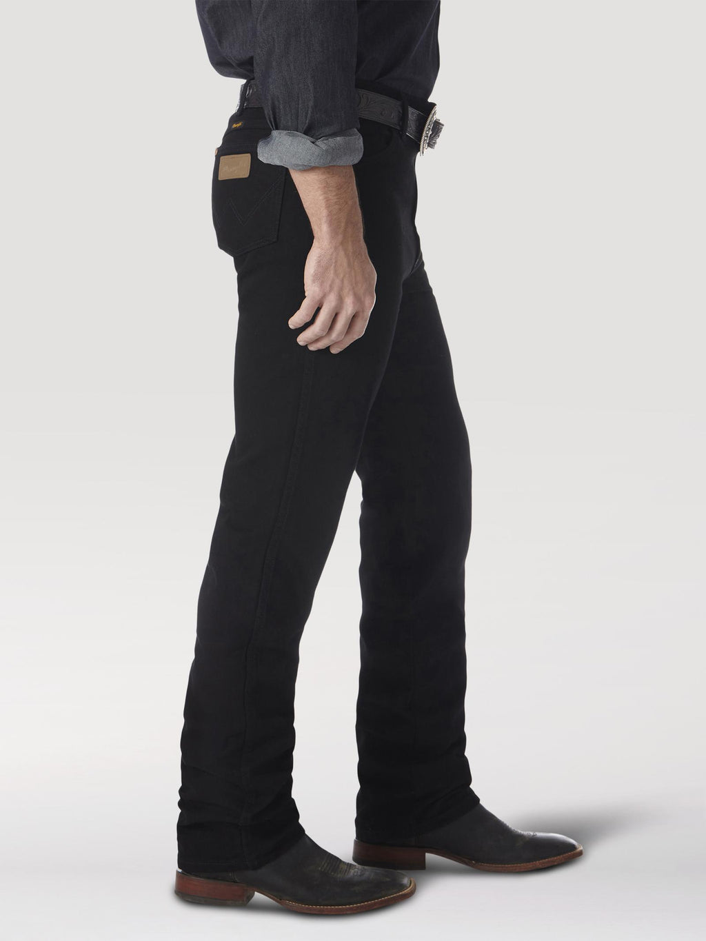 Wrangler 936WBK Men's Black Cowboy Cut Slim Fit Jeans  Original Rise, Tapered, Cotton Denim