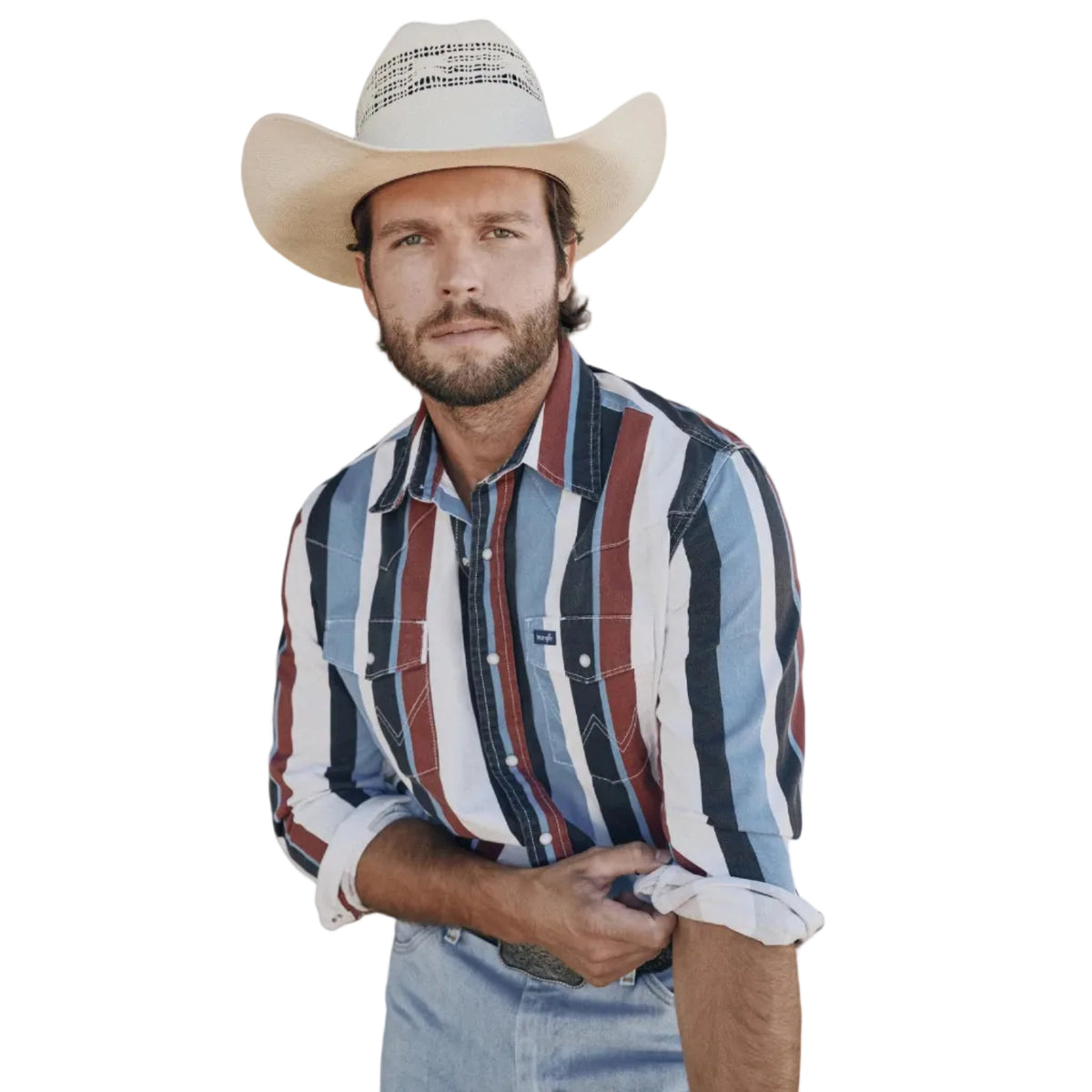 WRANGLER 112375804 MEN'S BLUE RASPBERRY BRUSHPOPPER LONG SLEEVE SNAP SHIRT