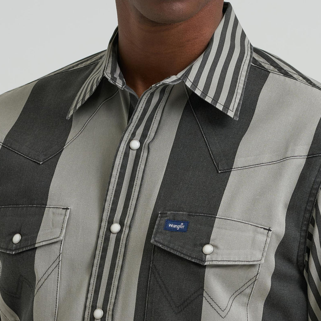 WRANGLER 112381996 MEN'S SMOKY GREY BRUSHPOPPER LONG SLEEVE SNAP SHIRT