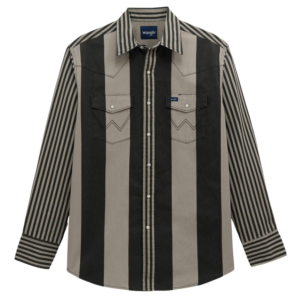 WRANGLER 112381996 MEN'S SMOKY GREY BRUSHPOPPER LONG SLEEVE SNAP SHIRT