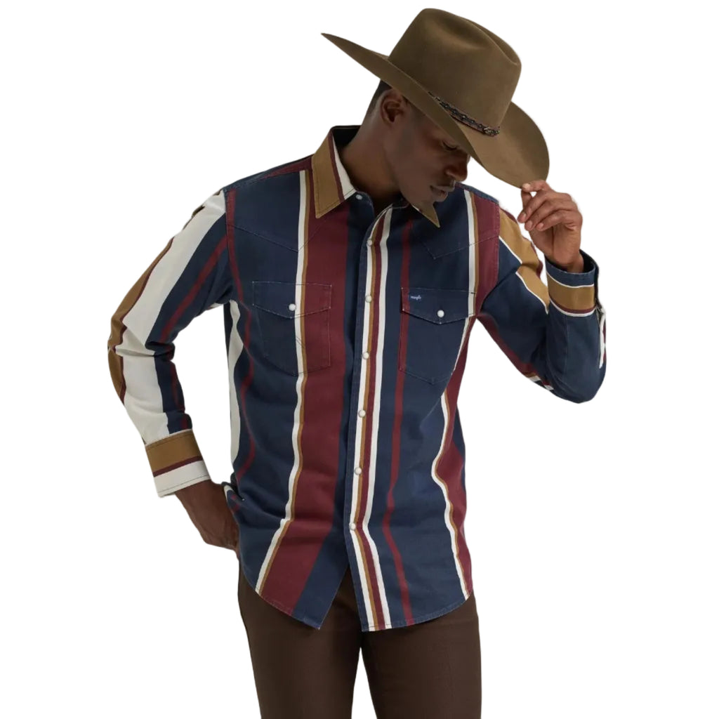WRANGLER 112381998 MEN'S MIDNIGHT OAK BRUSHPOPPER LONG SLEEVE SNAP SHIRT