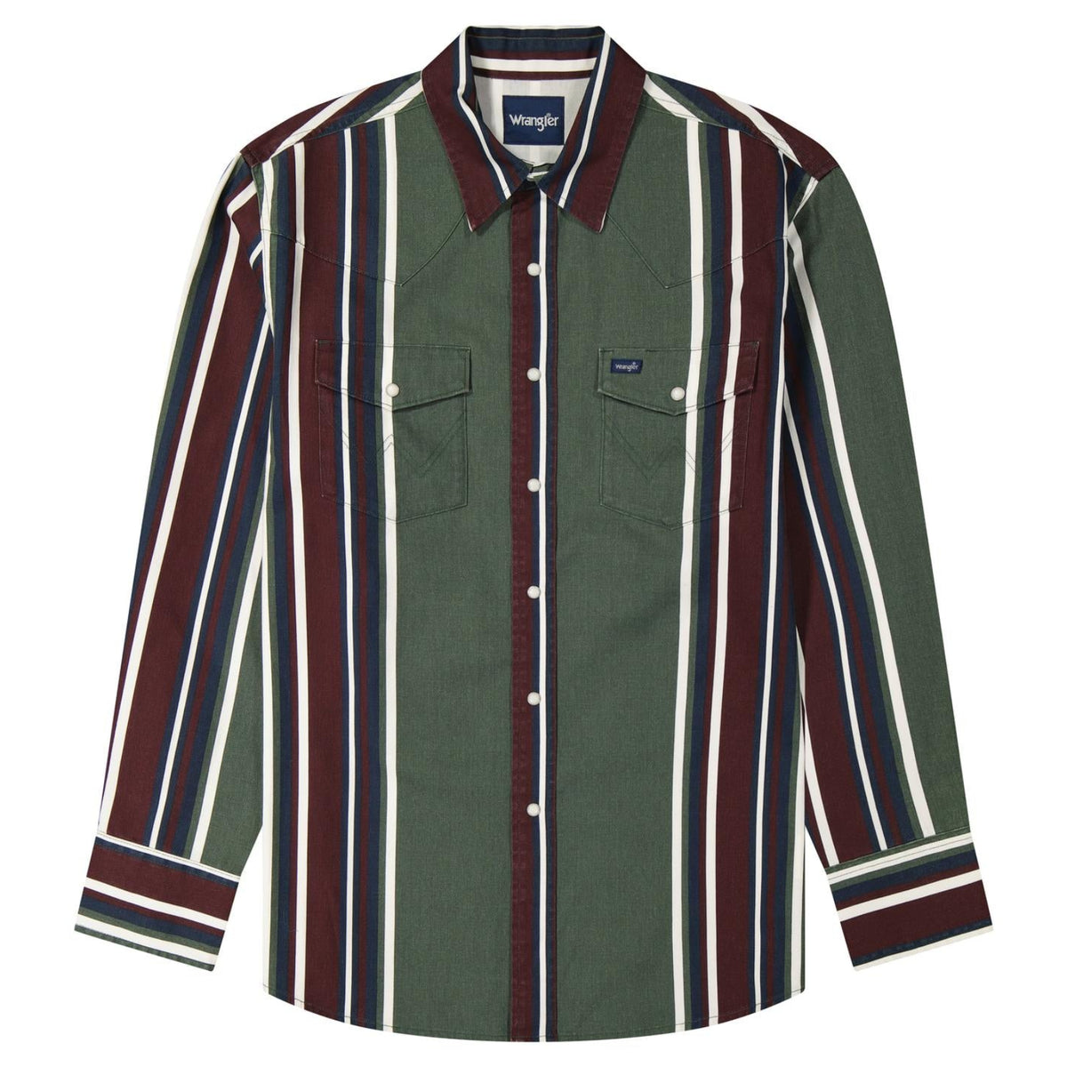 WRANGLER 112385788 MEN'S GREEN BRUSHPOPPER LONG SLEEVE SNAP SHIRT