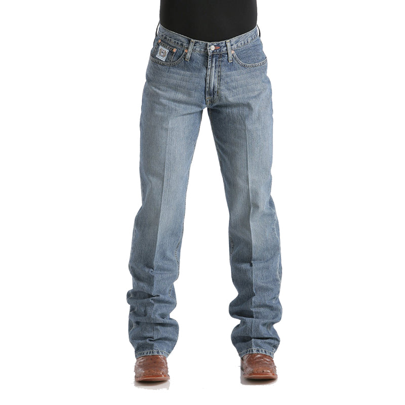 Cinch MB92834003 Men's White Label Relaxed Fit Jeans  Light StoneWash, Mid Rise, Straight Leg