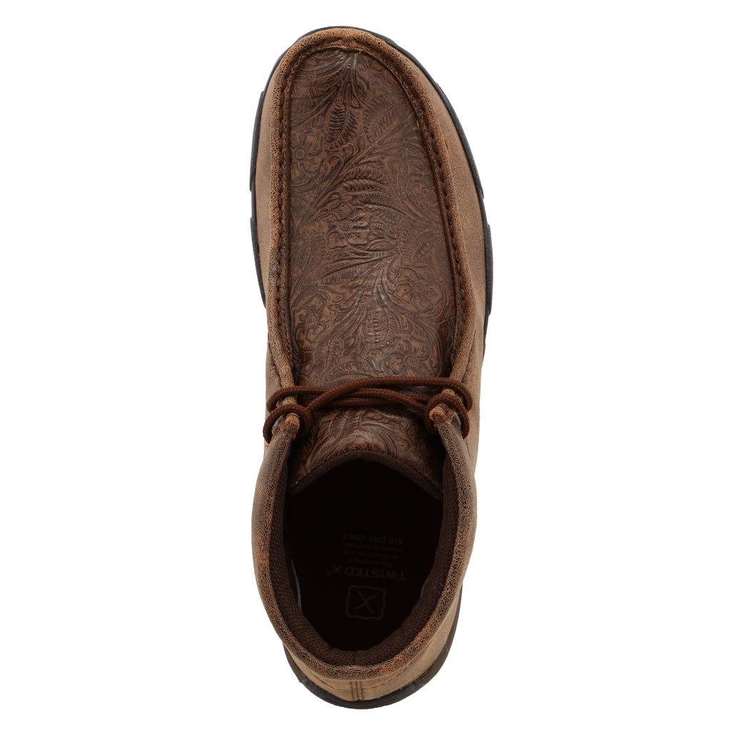 Twisted X MDM0059 Men's Chukka Driving Moc Brown with Printed Accents Shoes - Full-Grain Leather