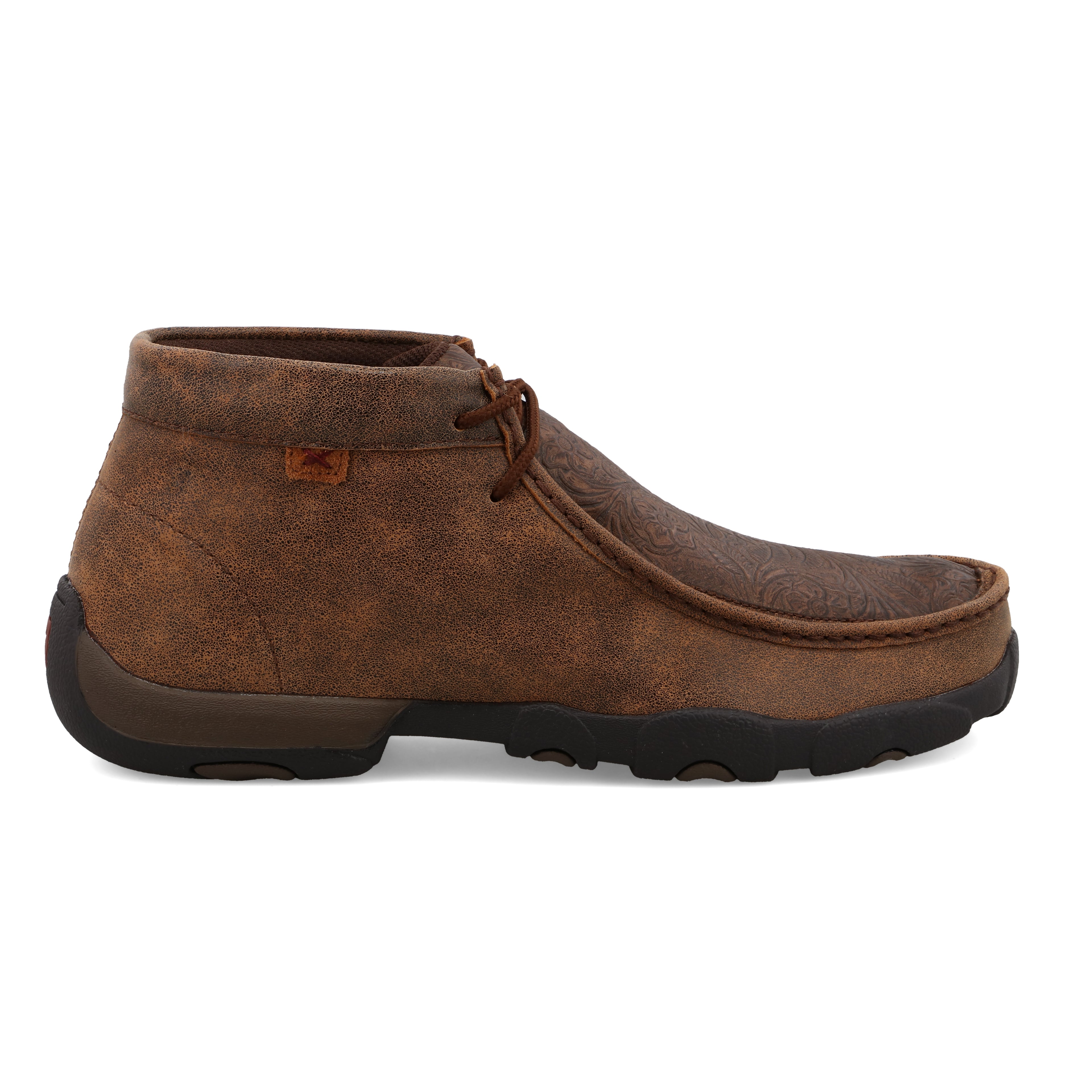 Twisted X MDM0059 Men's Chukka Driving Moc Brown with Printed Accents Shoes - Full-Grain Leather