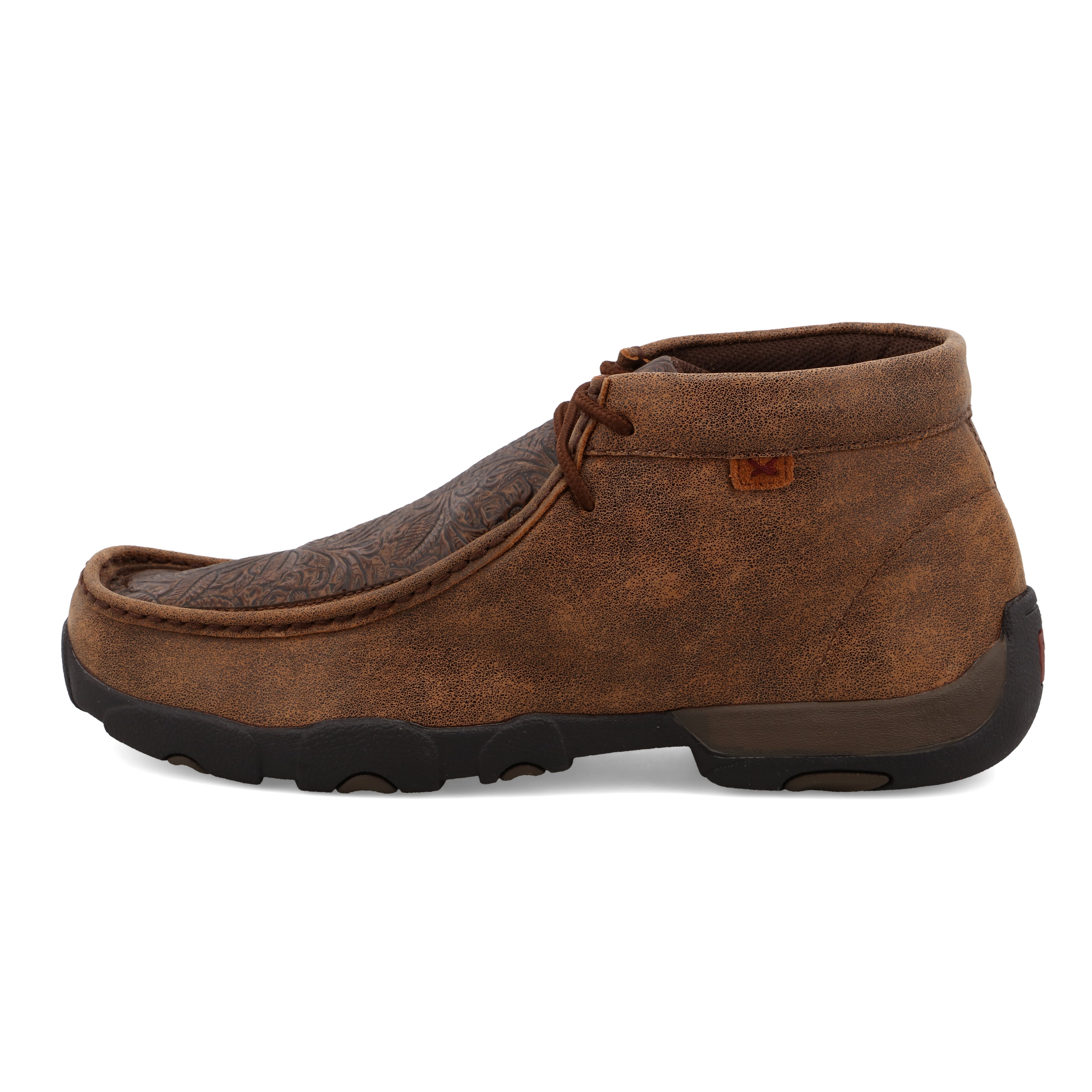 Twisted X MDM0059 Men's Chukka Driving Moc Brown with Printed Accents Shoes - Full-Grain Leather