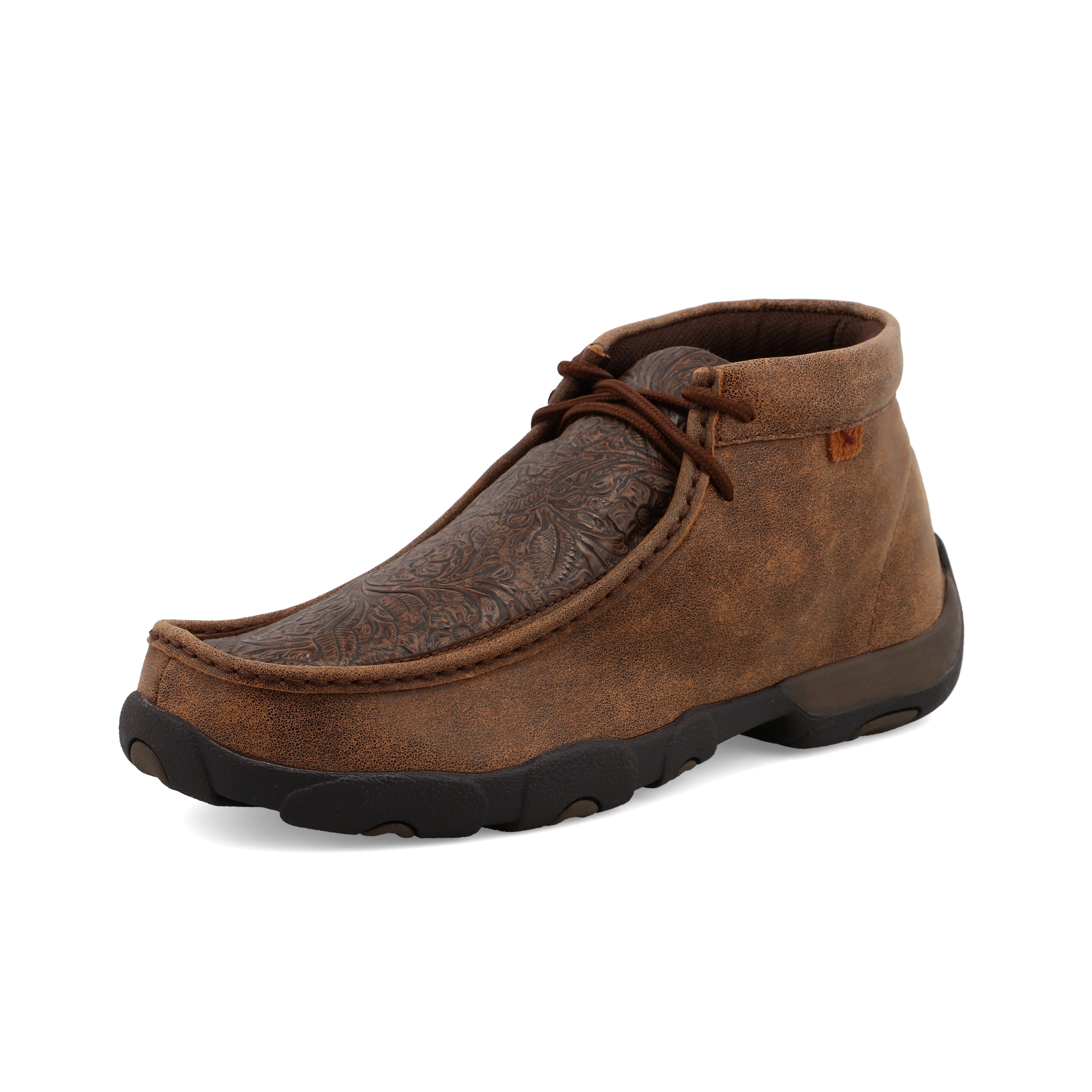 Twisted X MDM0059 Men's Chukka Driving Moc Brown with Printed Accents Shoes - Full-Grain Leather