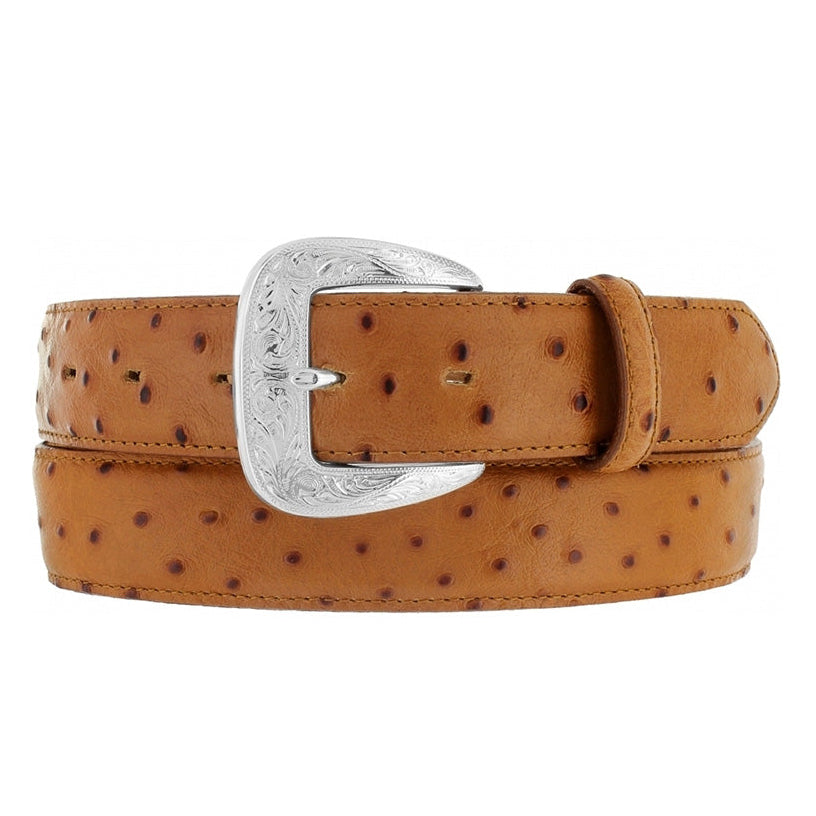 TONY LAMA 1377L MEN'S OSTRICH PRINT LEATHER BELT
