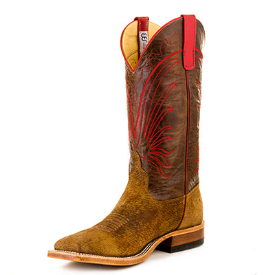 Anderson Bean S3010 Men's Cowboy Boots, Bone, TAG Boar Pigskin, Wide Square Toe, Leather Sole