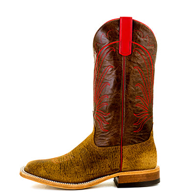 Anderson Bean S3010 Men's Cowboy Boots, Bone, TAG Boar Pigskin, Wide Square Toe, Leather Sole