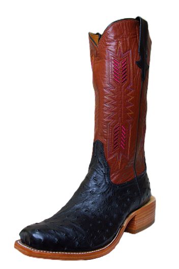 RIOS OF MERCEDES 160913 MEN'S BLACK FULL QUILL OSTRICH COWBOY BOOT