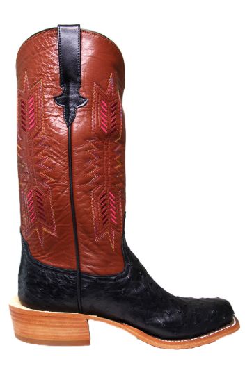RIOS OF MERCEDES 160913 MEN'S BLACK FULL QUILL OSTRICH COWBOY BOOT