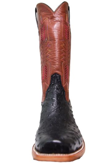 RIOS OF MERCEDES 160913 MEN'S BLACK FULL QUILL OSTRICH COWBOY BOOT