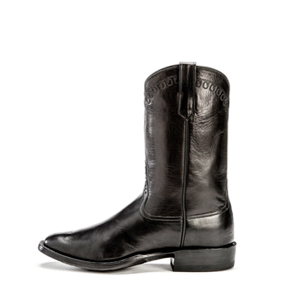 Rios of Mercedes R9026 Men's Black Sleek Buffalo Calf Cowboy Boots - PR Toe, Hybrid Sole