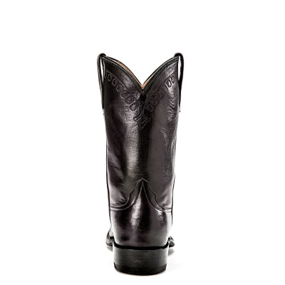 Rios of Mercedes R9026 Men's Black Sleek Buffalo Calf Cowboy Boots - PR Toe, Hybrid Sole