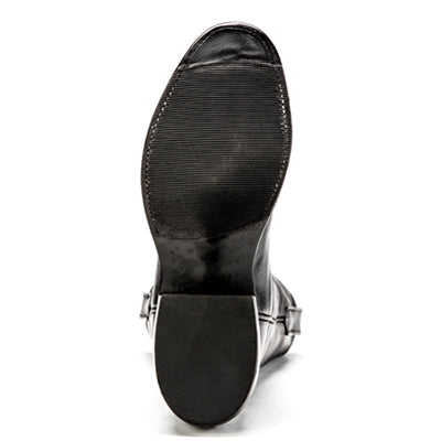 Rios of Mercedes R9026 Men's Black Sleek Buffalo Calf Cowboy Boots - PR Toe, Hybrid Sole
