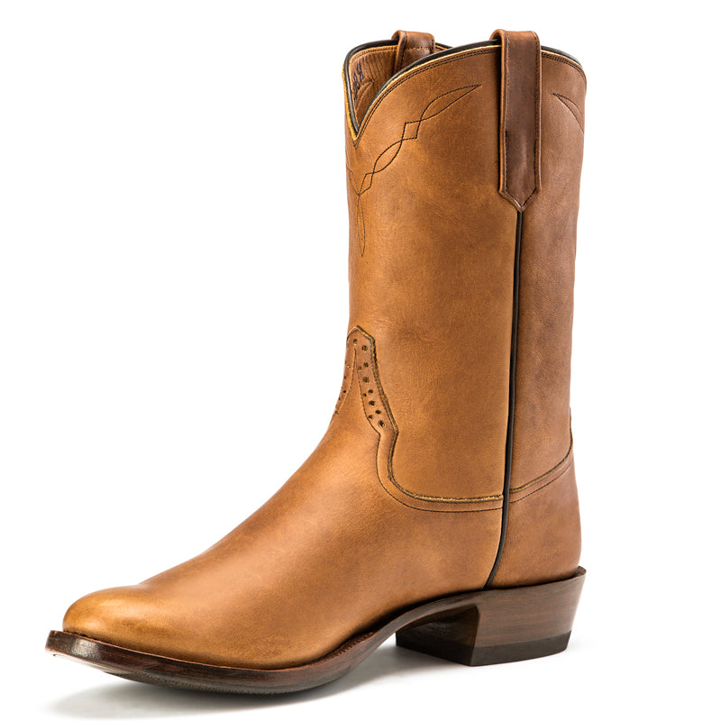 Rios of Mercedes R9025 Men's Chestnut Black Hawk Cowboy Boots - Hybrid Sole, PR Toe, Handmade