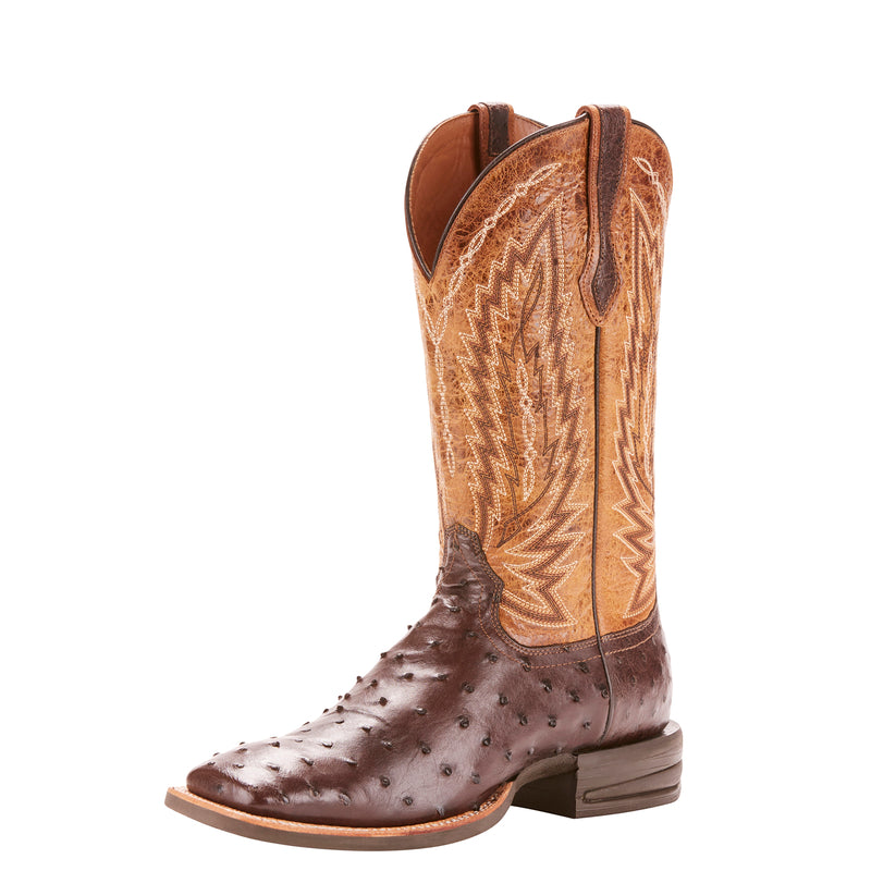 Ariat 10025180 Men's Relentless Ostrich Western Boots, Tobacco, Wide Square Toe, ATS Pro, 13" Shaft