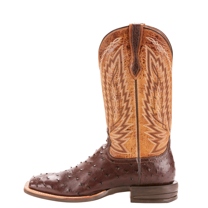Ariat 10025180 Men's Relentless Ostrich Western Boots, Tobacco, Wide Square Toe, ATS Pro, 13" Shaft