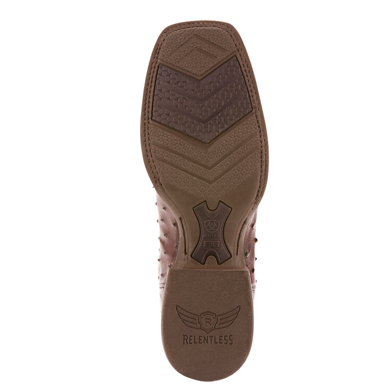 Ariat 10025180 Men's Relentless Ostrich Western Boots, Tobacco, Wide Square Toe, ATS Pro, 13" Shaft