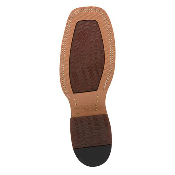 Justin BR776 Men's Bent Rail Caddo Cognac Damiana Western Boots - Wide Square Toe
