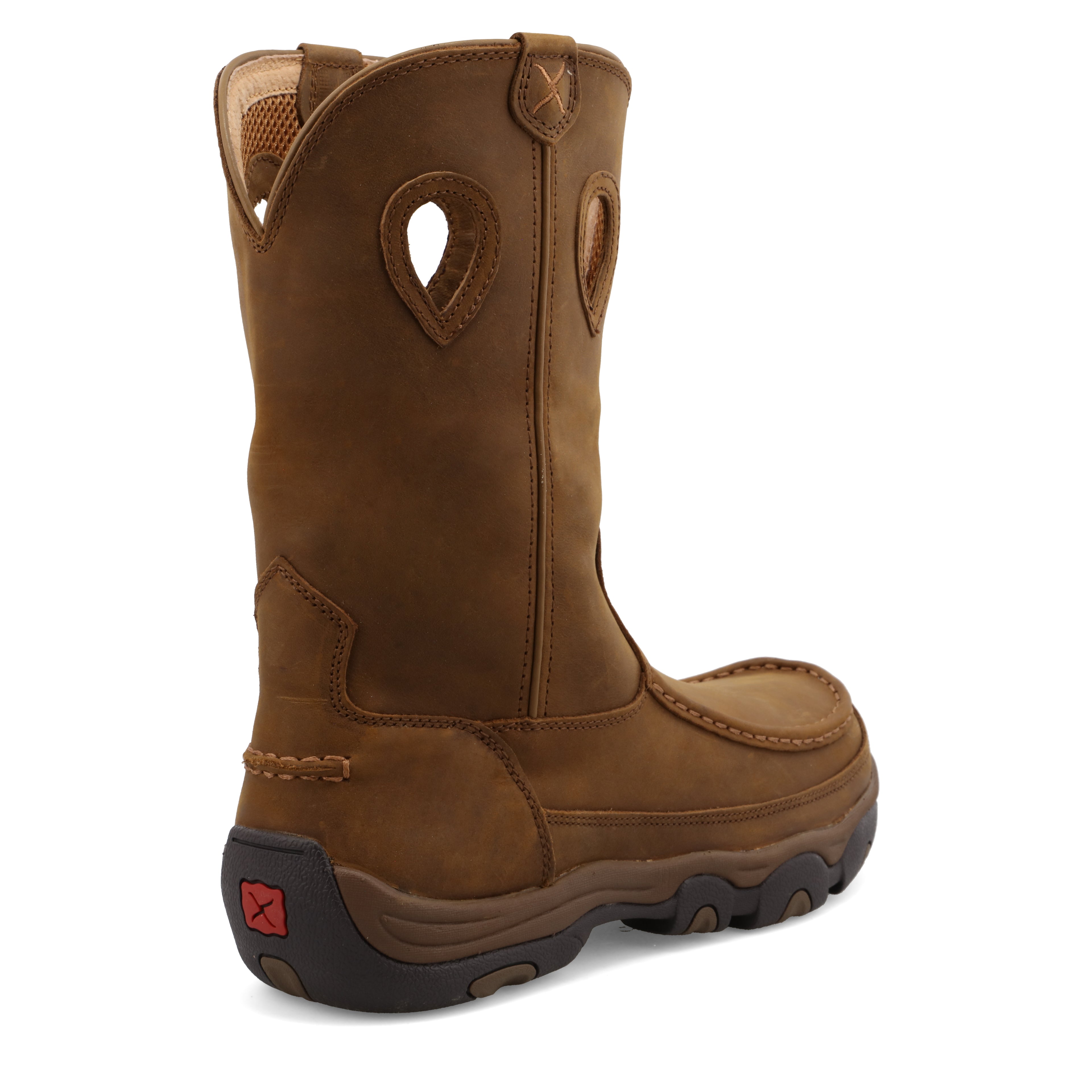 Twisted X MHKB002 Men's Distressed Saddle Pull on Hiker Boots, Full-grain leather shaft, Moc Toe