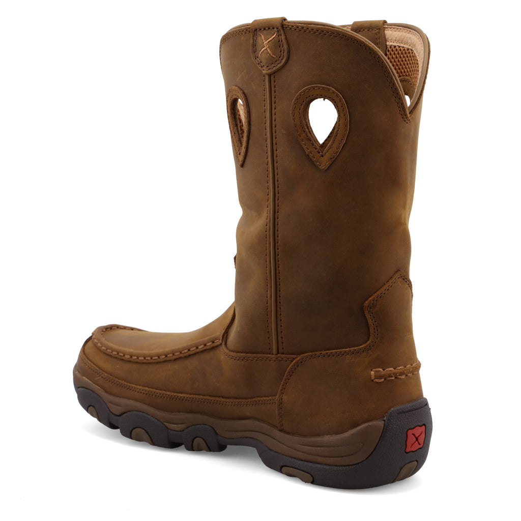 Twisted X MHKB002 Men's Distressed Saddle Pull on Hiker Boots, Full-grain leather shaft, Moc Toe