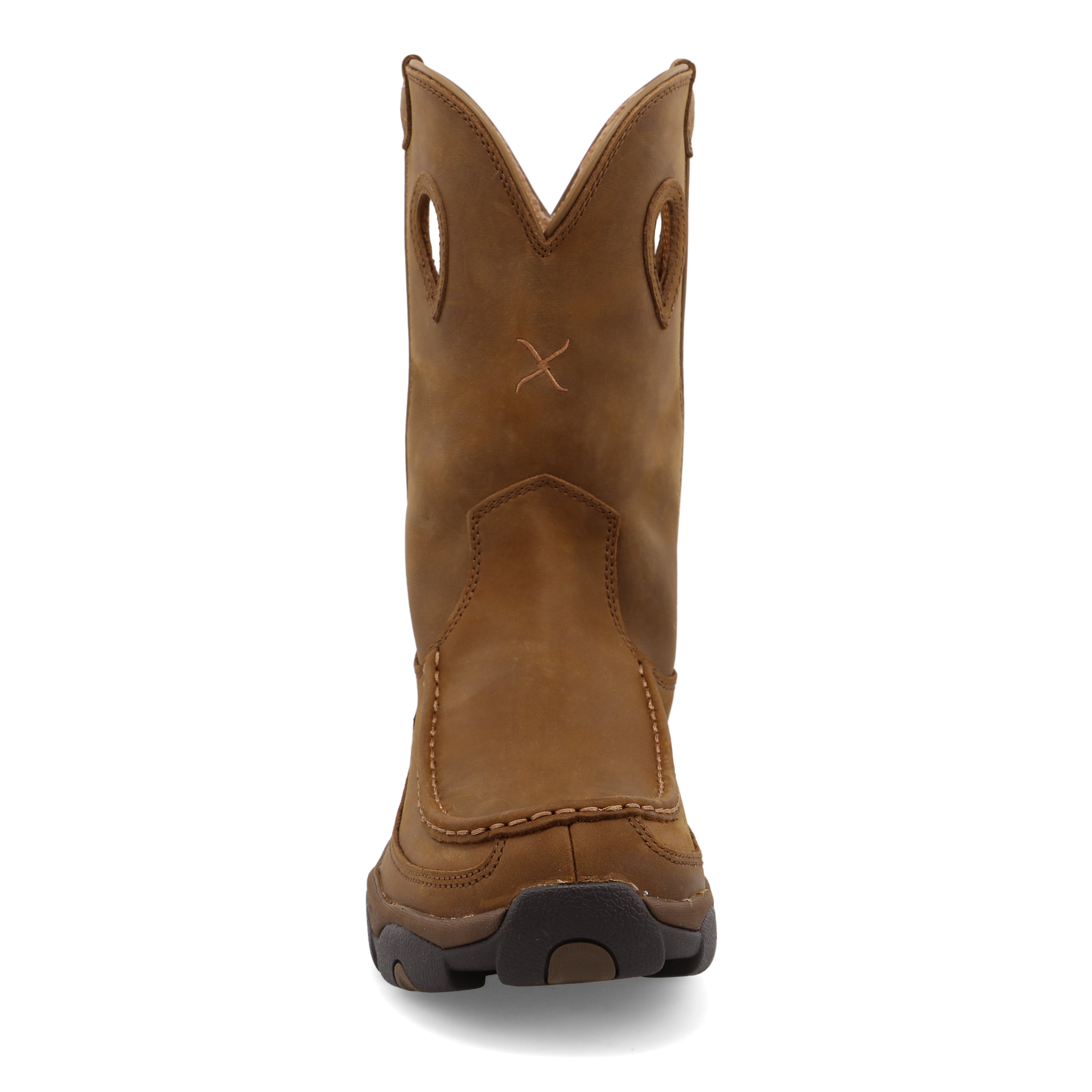 Twisted X MHKB002 Men's Distressed Saddle Pull on Hiker Boots, Full-grain leather shaft, Moc Toe