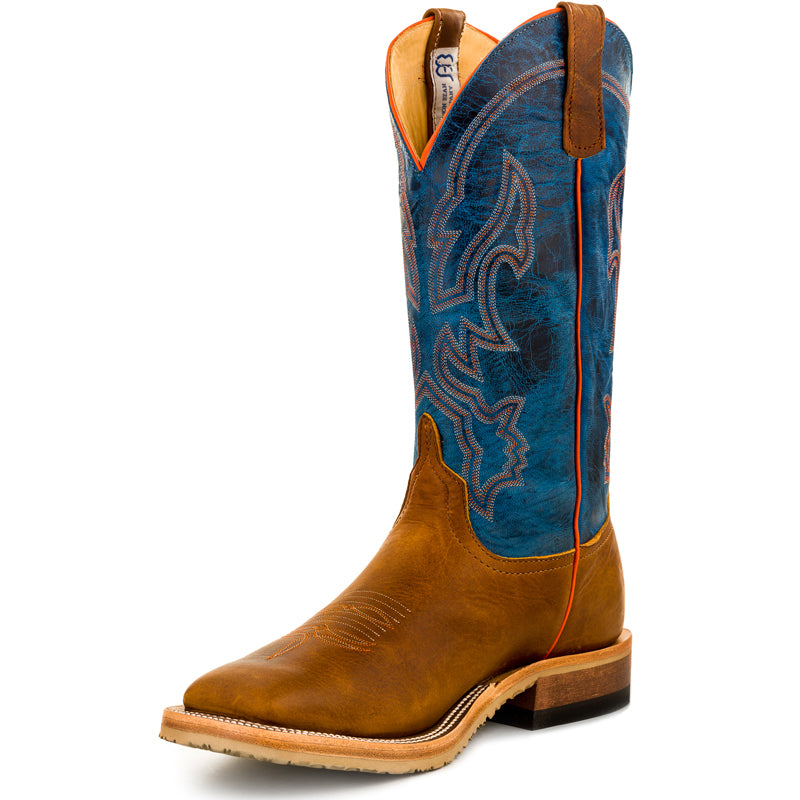 Anderson Bean S3000 Mens Tan Briar Cowboy Boots, Brown Goat Top, Vibram Crepe Sole