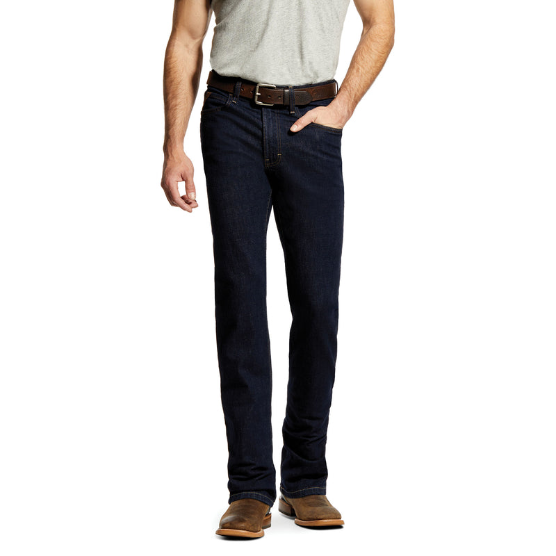 Ariat Men's M1 Vintage Stretch Jeans, Abraded Rinse, Slim Fit, Straight Leg, Dark Wash Denim