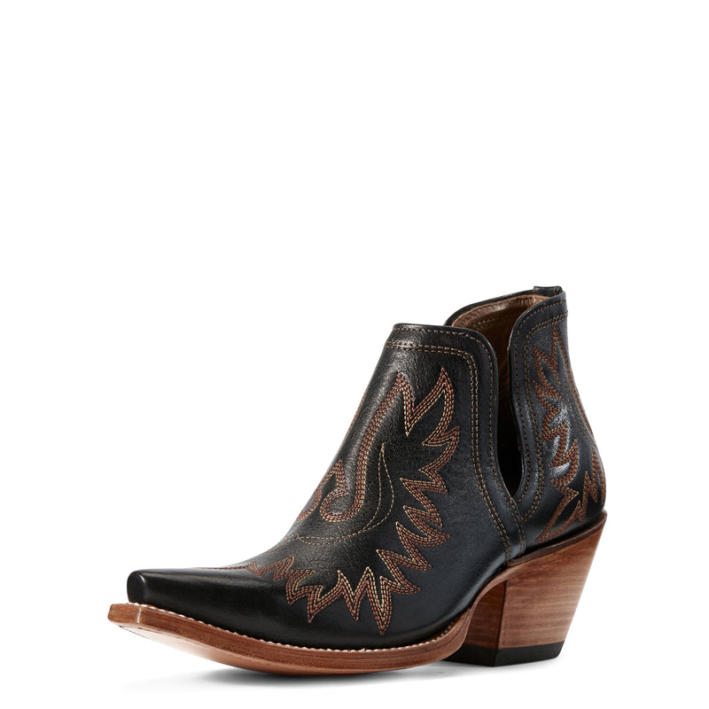 Ariat 10029653 Ladies Dixon Booties, Black, X Toe, Slip-On, ATS Comfort, Leather, New West Heel