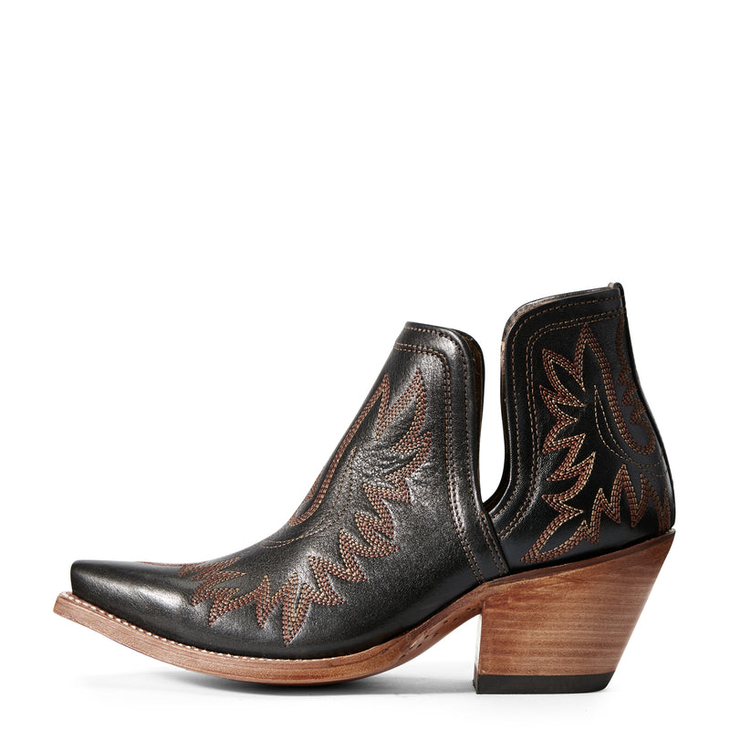 Ariat 10029653 Ladies Dixon Booties, Black, X Toe, Slip-On, ATS Comfort, Leather, New West Heel