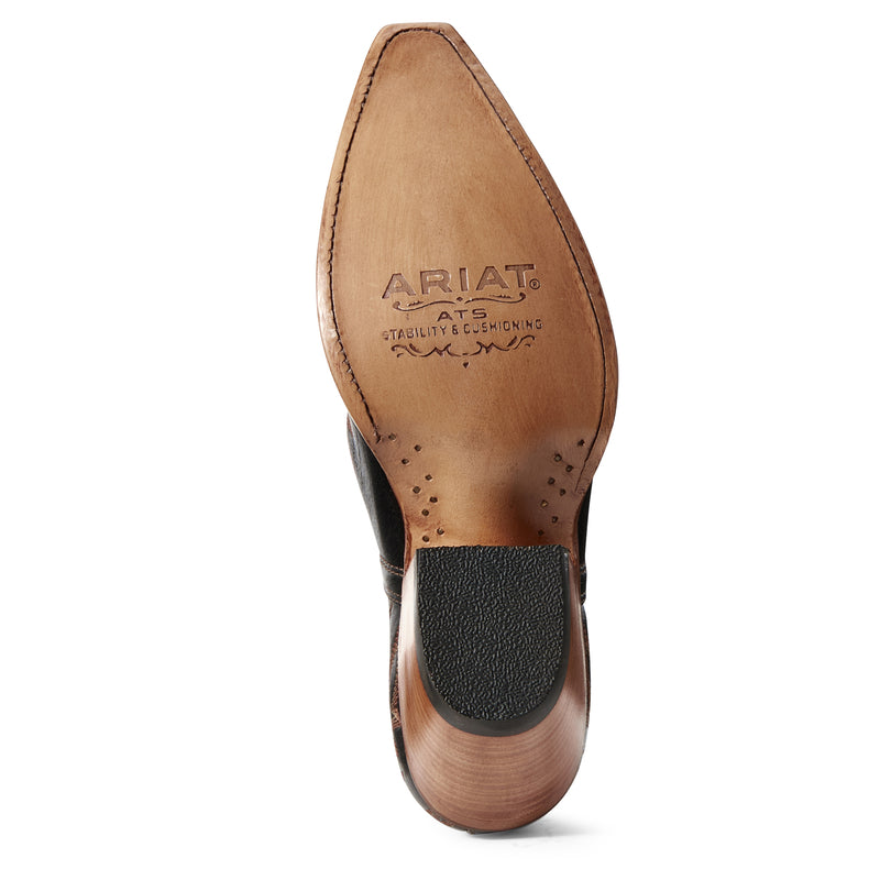 Ariat 10029653 Ladies Dixon Booties, Black, X Toe, Slip-On, ATS Comfort, Leather, New West Heel