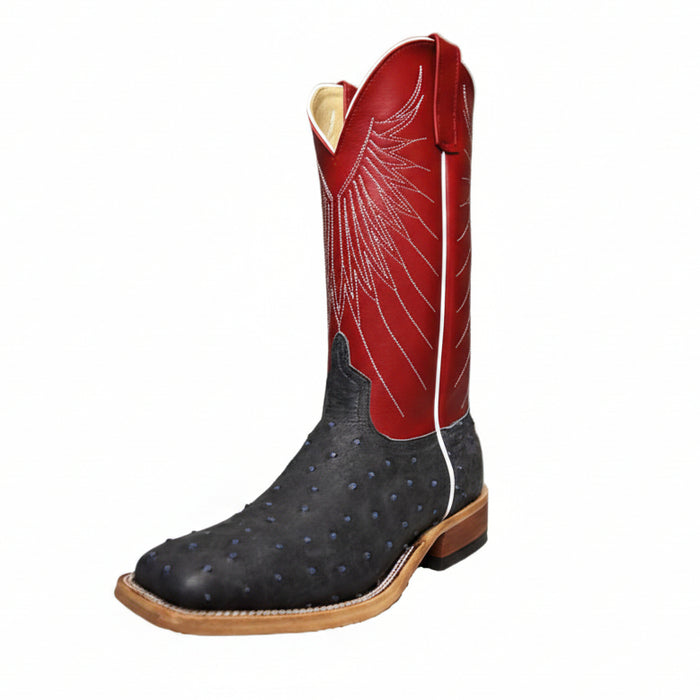 ANDERSON BEAN 362075 DENIM FULL QUILL OSTRICH BOOT