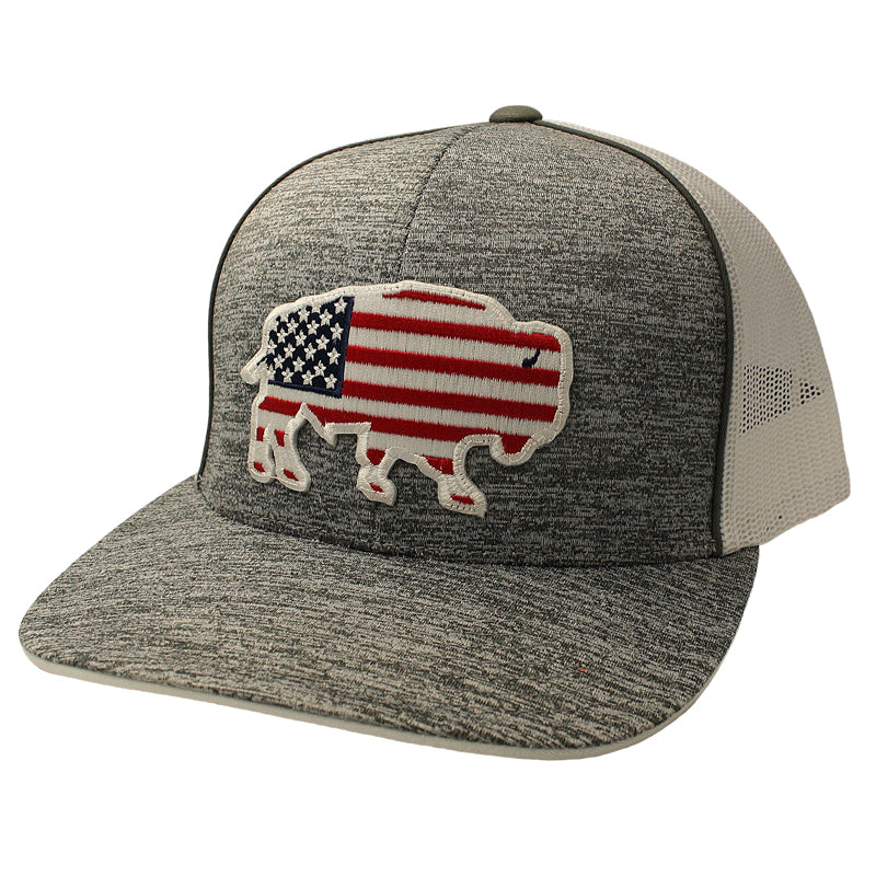 Red Dirt Hat Co. RDHC1 Mens Heather Grey/White USA Buffalo Patch Snapback Ball Cap