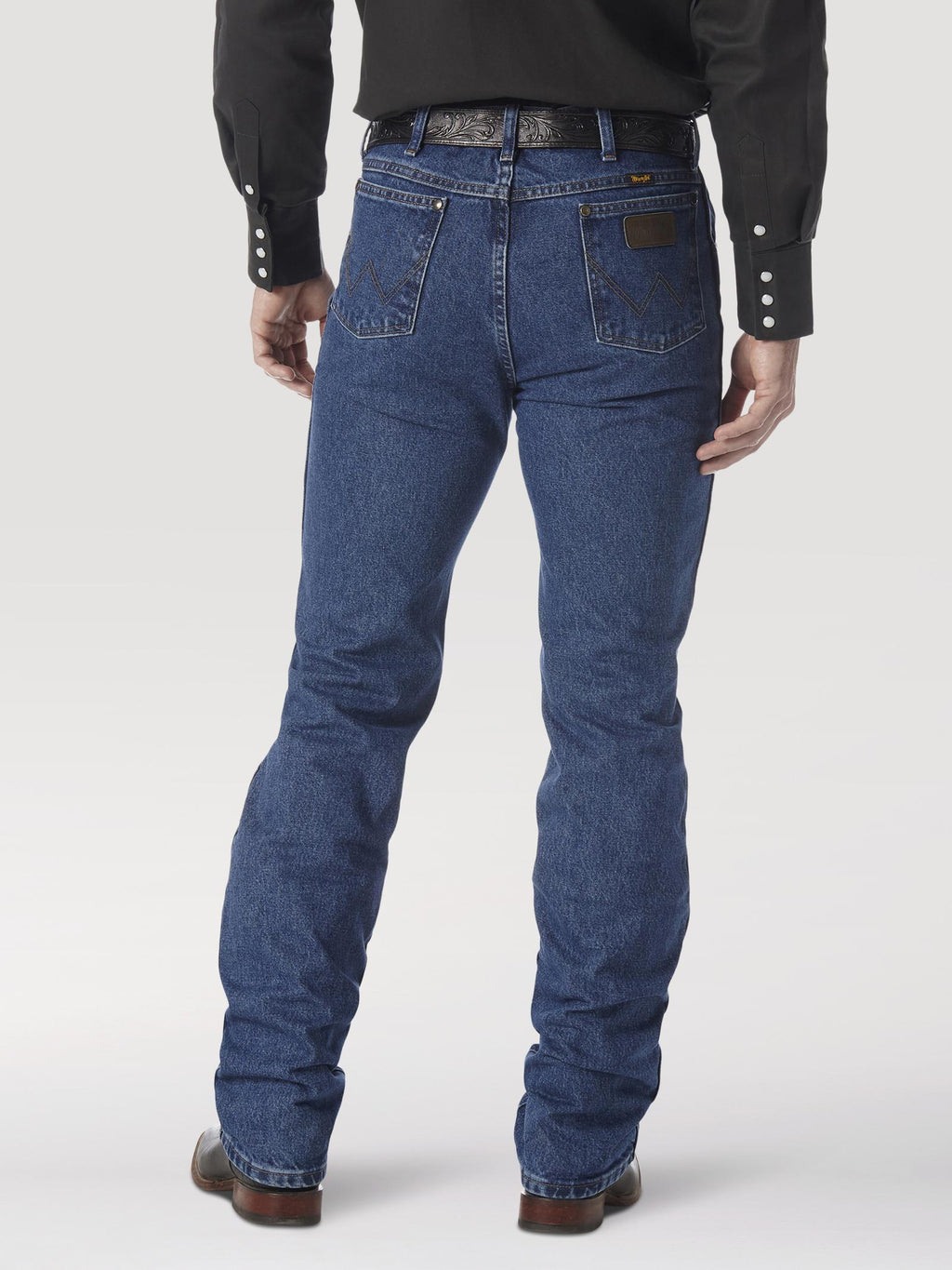 Wrangler 36MWZDS Men's Dark Stone Slim Fit Cowboy Cut Jeans  Mid Rise, Durable Denim