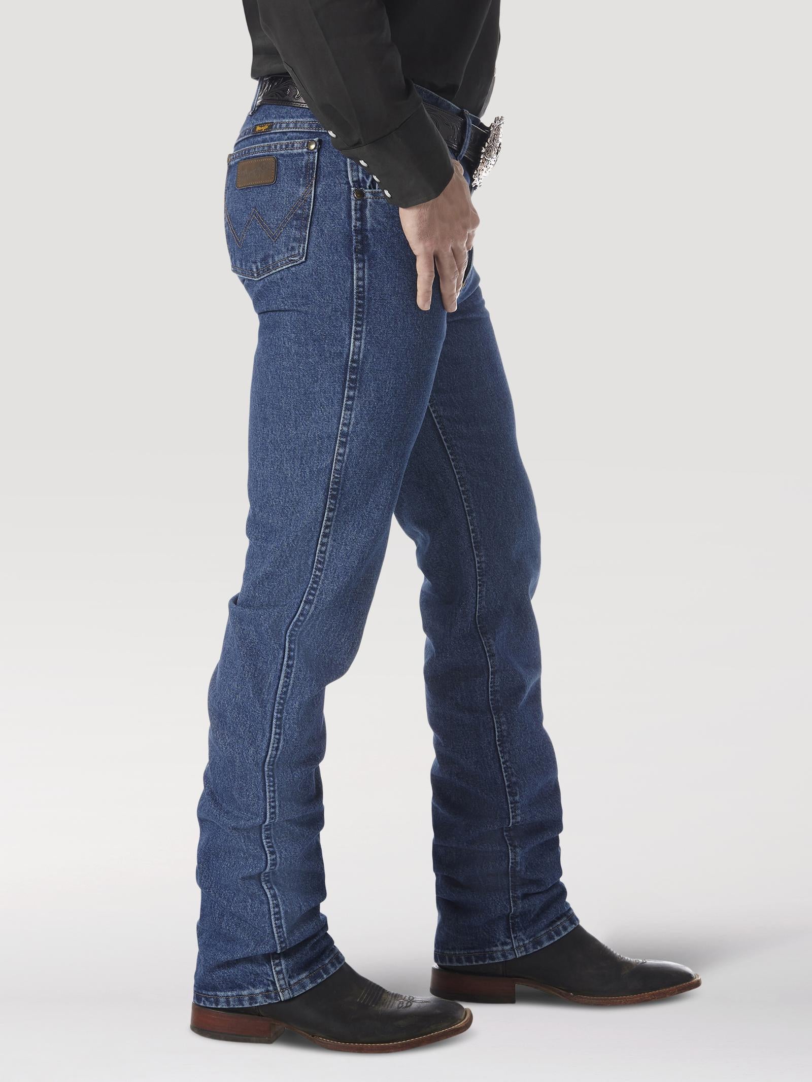 Wrangler 36MWZDS Men's Dark Stone Slim Fit Cowboy Cut Jeans  Mid Rise, Durable Denim