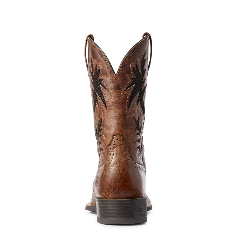 Ariat 10031446 Men's Sport Cool VentTEK Western Boots, Dark Tan, Wide Square Toe, 4LR Cushioning