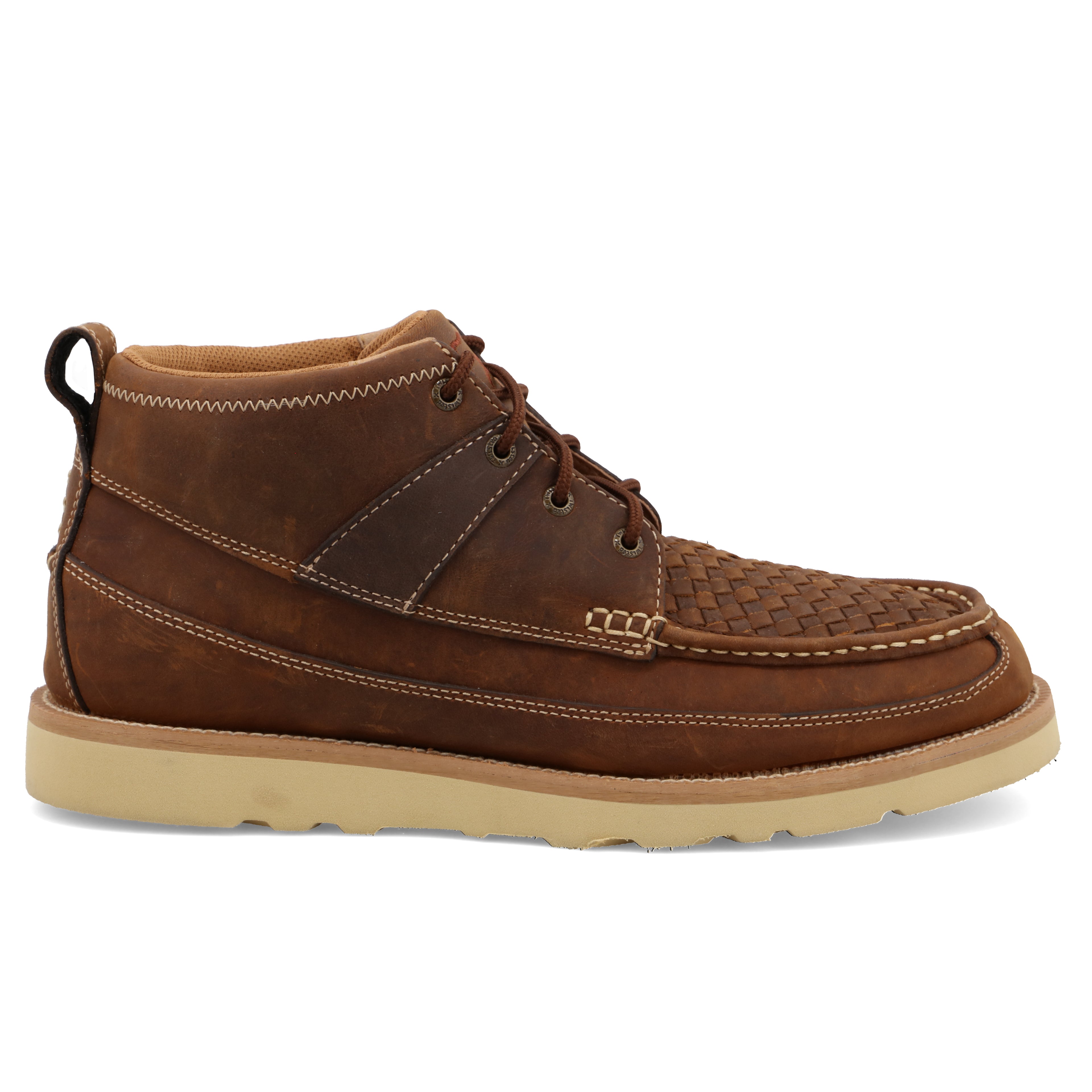 Twisted X MCA0032 Men's 4 inch Woven Saddle Wedge Sole Boots - Full-Grain Leather, Rubber Outsole