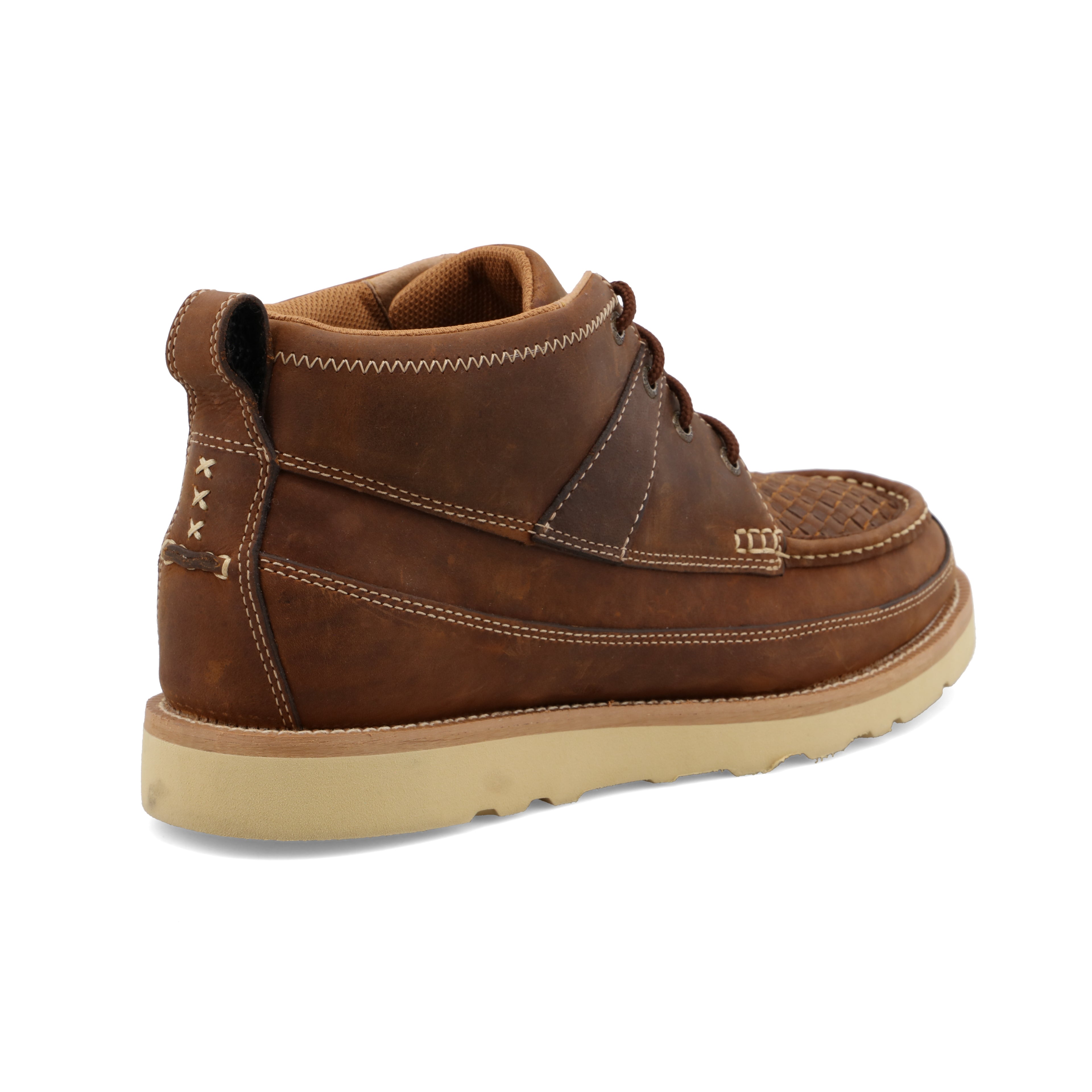 Twisted X MCA0032 Men's 4 inch Woven Saddle Wedge Sole Boots - Full-Grain Leather, Rubber Outsole