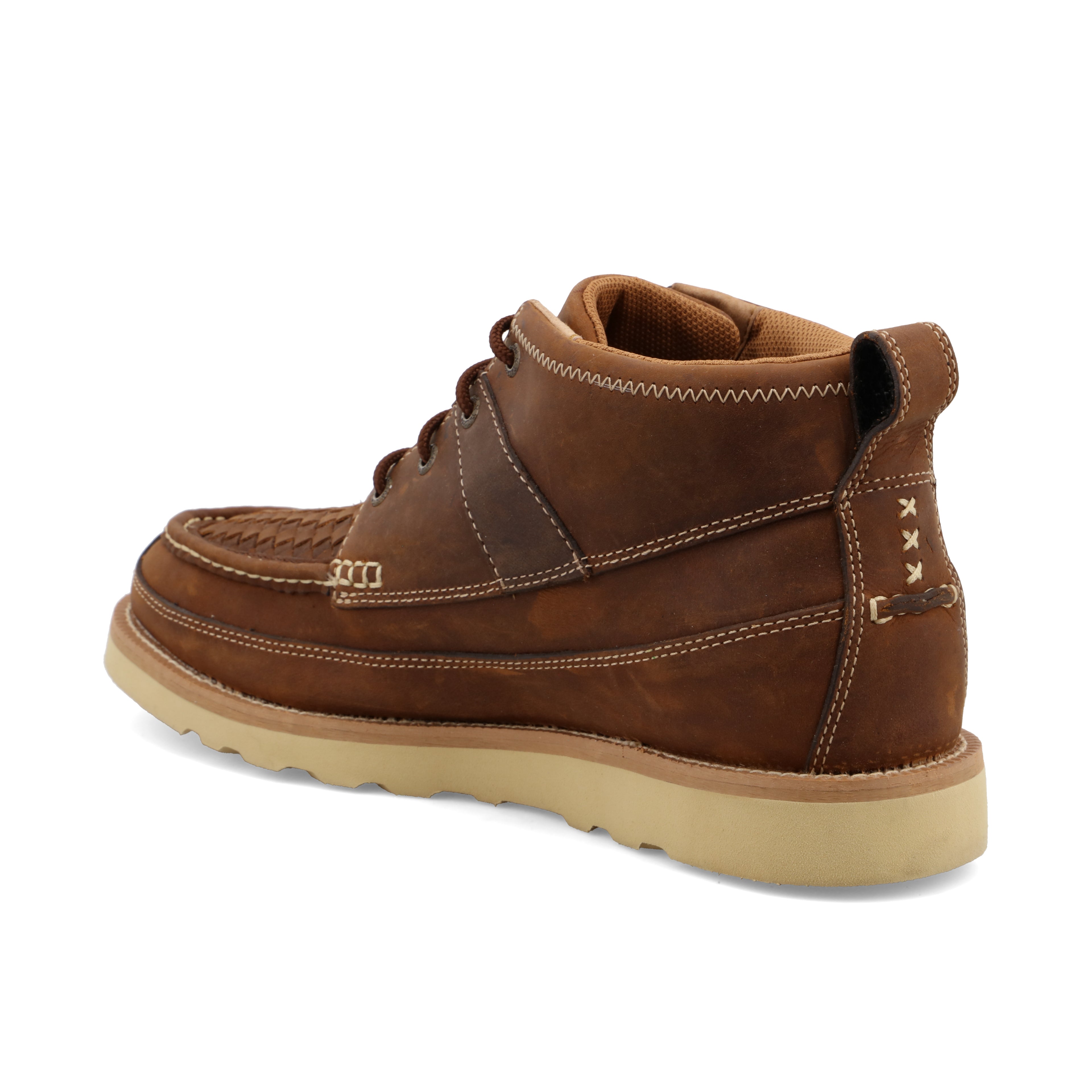 Twisted X MCA0032 Men's 4 inch Woven Saddle Wedge Sole Boots - Full-Grain Leather, Rubber Outsole