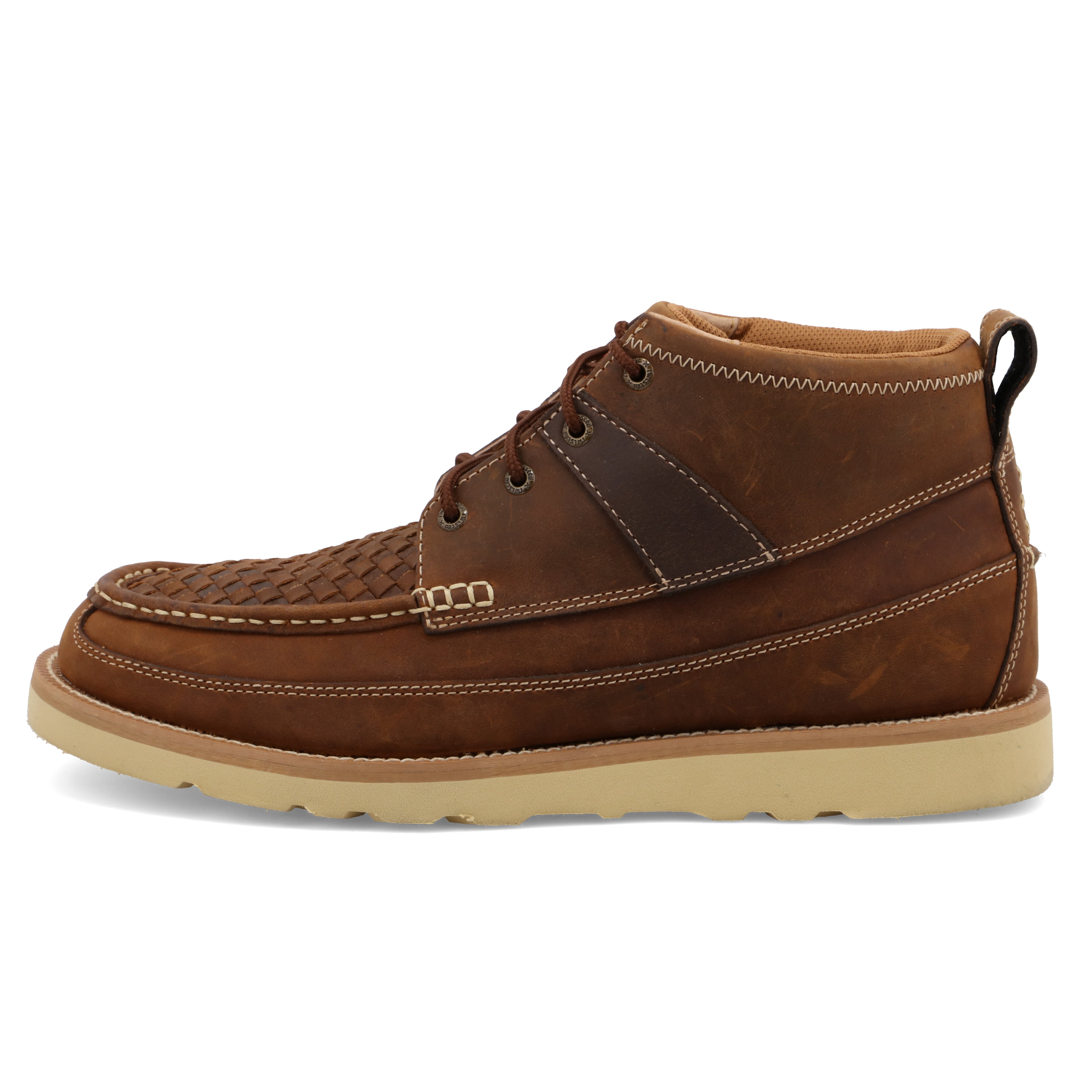 Twisted X MCA0032 Men's 4 inch Woven Saddle Wedge Sole Boots - Full-Grain Leather, Rubber Outsole