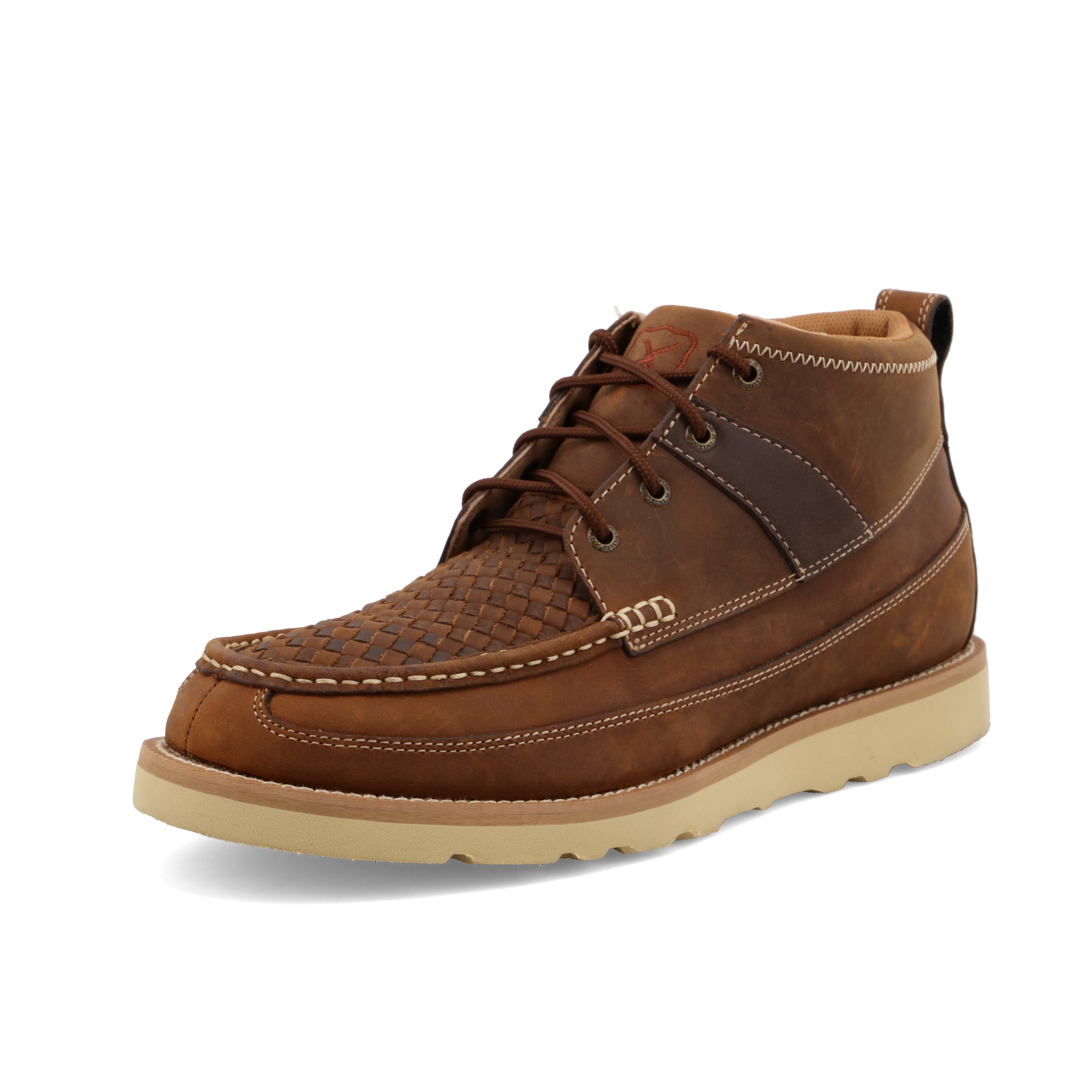 Twisted X MCA0032 Men's 4 inch Woven Saddle Wedge Sole Boots - Full-Grain Leather, Rubber Outsole