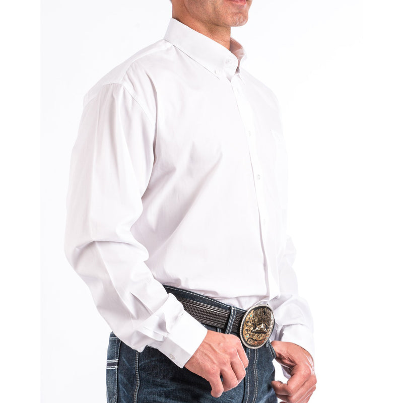 Cinch MT10320020 Men's Long Sleeve Western Shirt  Solid White, Button-Down, Classic Fit, Cotton