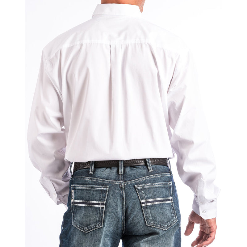 Cinch MT10320020 Men's Long Sleeve Western Shirt  Solid White, Button-Down, Classic Fit, Cotton